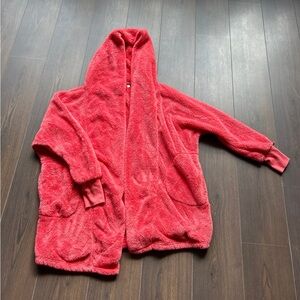 Cozy Red Hooded Fleece Jacket